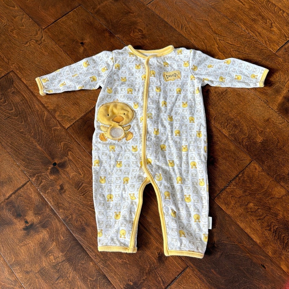 First Moments Romper Outfit Yellow Duck Sleeper Pajamas 3-6 M Unisex Boy Girl‎